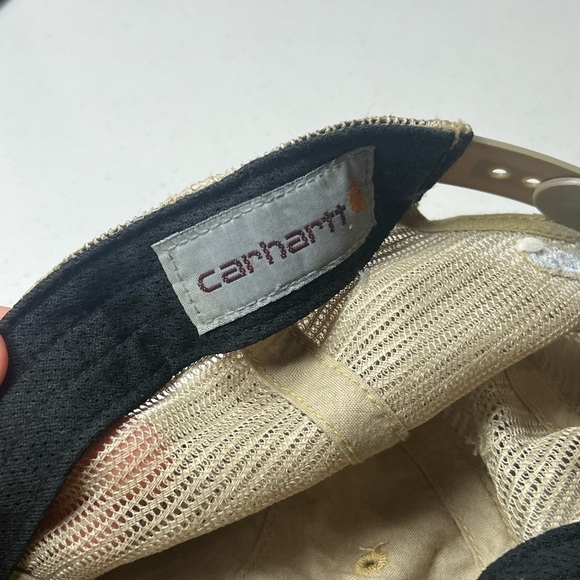 Vintage Carhartt USA Duck Canvas Light Brown Patch Logo Mesh Back Hat - Picture 7 of 8